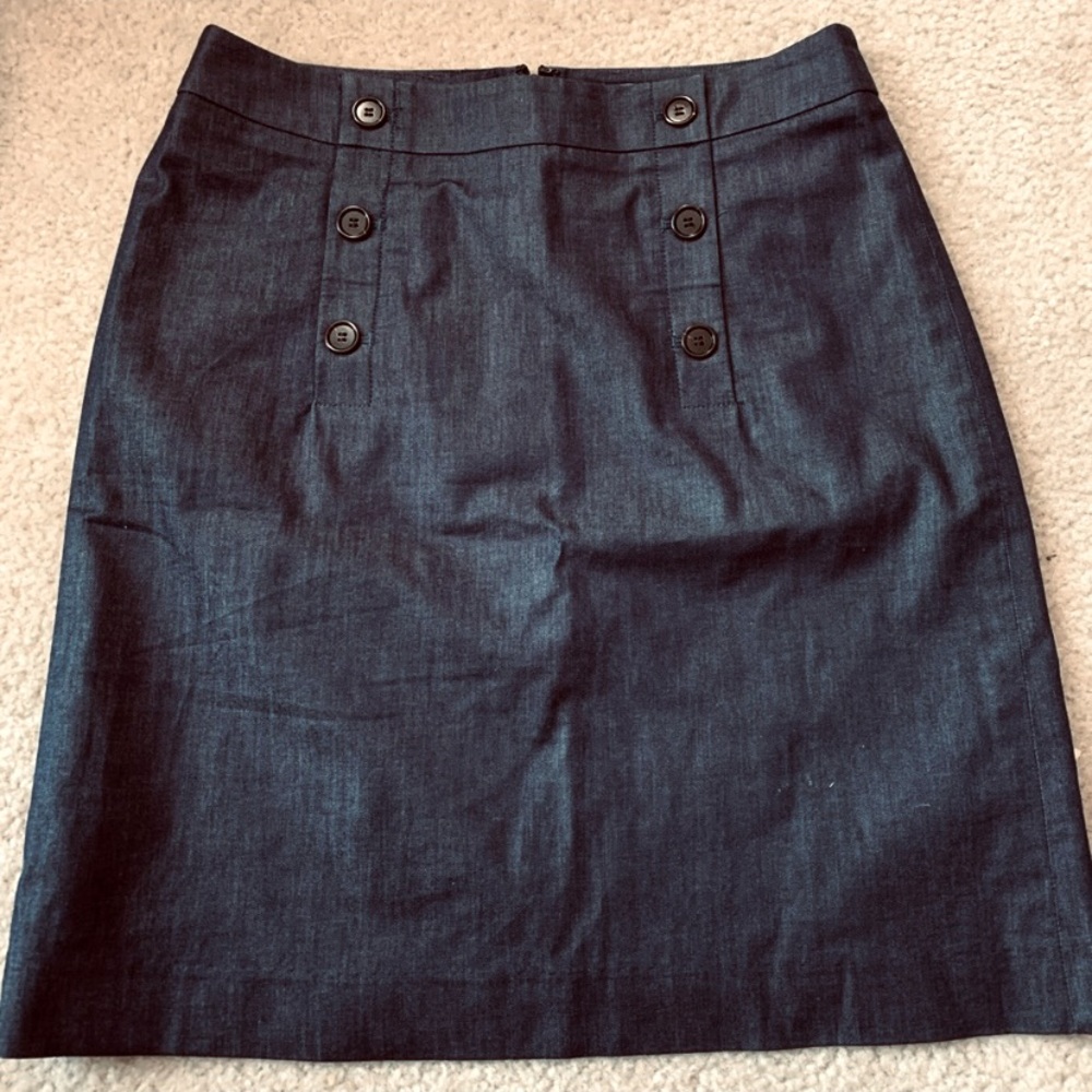 Ann Taylor Loft SZ 4 Cotton Chambray Skirt
